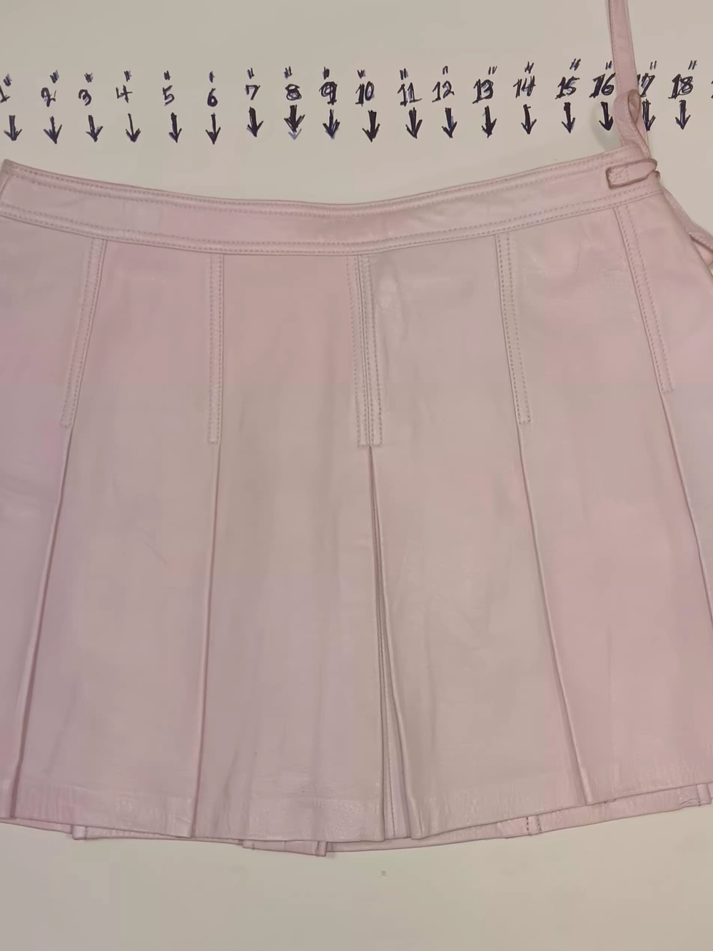 Women’s Pink Pleated Leather Mini Skirt